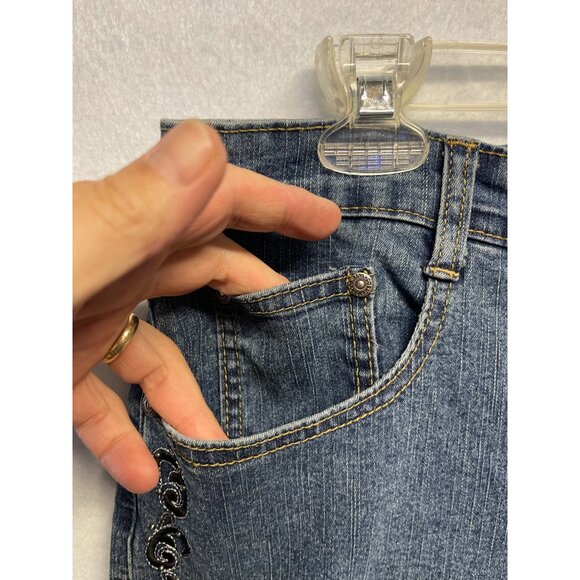 COS Jeans Women’s 12 Embellished Embroidered Boot Cut Stretch Denim Size 14 - Picture 4 of 15